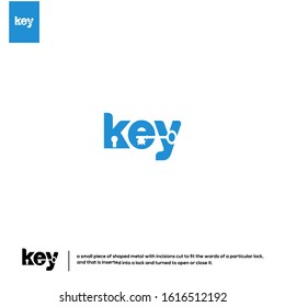 Key, and keyhole in the "negative space" of the word.	