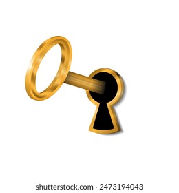 Key and keyhole on a white background. Vector illustration