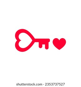 Key and keyhole in the shape of a heart.