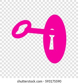 Key in keyhole sign. Vector. Magenta icon on transparent background.