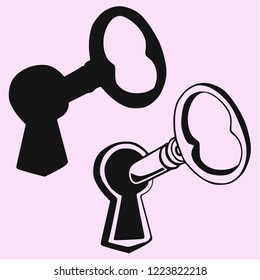 key in keyhole vector silhouette isolated