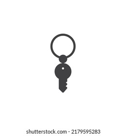 Key with keyring vector icon. filled flat sign for mobile concept and web design. Key chain glyph icon. Symbol, logo illustration. Vector graphics
