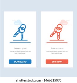 Key, Keys, Security, Room  Blue and Red Download and Buy Now web Widget Card Template. Vector Icon Template background