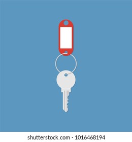 Key with a key-tag. Illustration in flat style