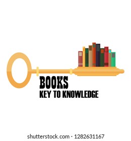 Key of Knowledge on Book. Vector illustration.