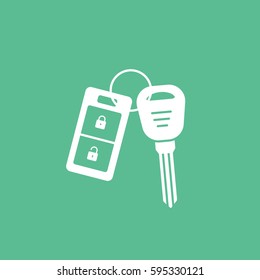Key And Label Flat Icon On Green Background
