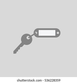 a key with a label illustration isolated in a gray background