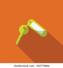 key with label illustration isolated in a orange background