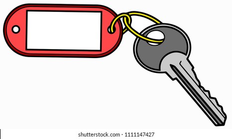 Key with label isolated on white background. Vector illustration.