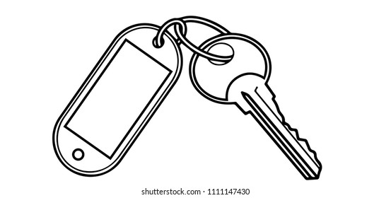 Key with label isolated on white background. Vector illustration.