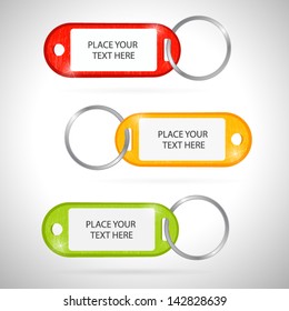 Key label with ring, red, orange and green color, vector