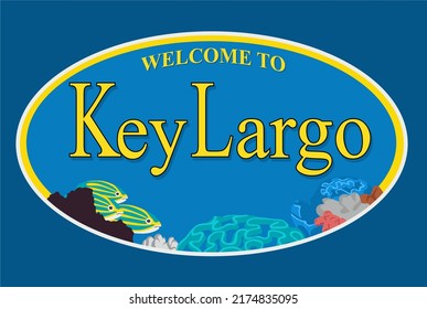 Key Largo Florida with blue background 