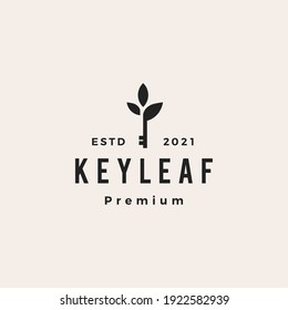 Key Leaf Hipster Vintage Logo Vector Icon Illustration