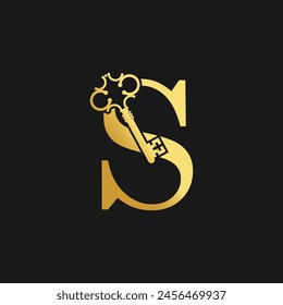 Vector de diseño de logotipo de letra clave con concepto creativo y degradado dorado