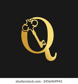 Vector de diseño de logotipo de letra clave con concepto creativo y degradado dorado