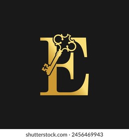 Key letter logo design vector with creatice concept and golden gradient