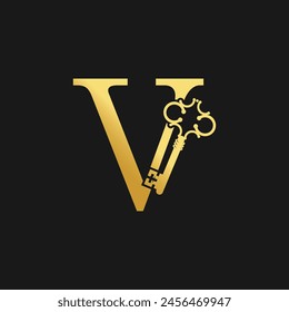 Key letter logo design vector with creatice concept and golden gradient