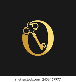 Schlüsselbuchstaben-Logo-Design-Vektorgrafik mit kreativem Konzept und goldenem Farbverlauf