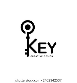 Key letter typography icon vector design logo