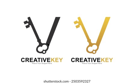 Letra clave V diseño de Vector de logotipo. Esto es conveniente para el negocio, cartel, inicial, seguridad y Vector del diseño de la carta