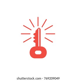 key with light symbol icon vector