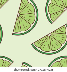 Key lime fruit seamless pattern. Vector illustration
