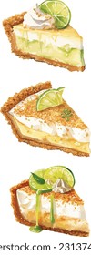 Key lime pie clipart, isolated vector illustration.