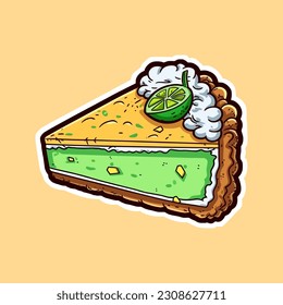 Key Lime Pie Hand Drawn Sticker Sweet And Delicious With Lime Topping On Top