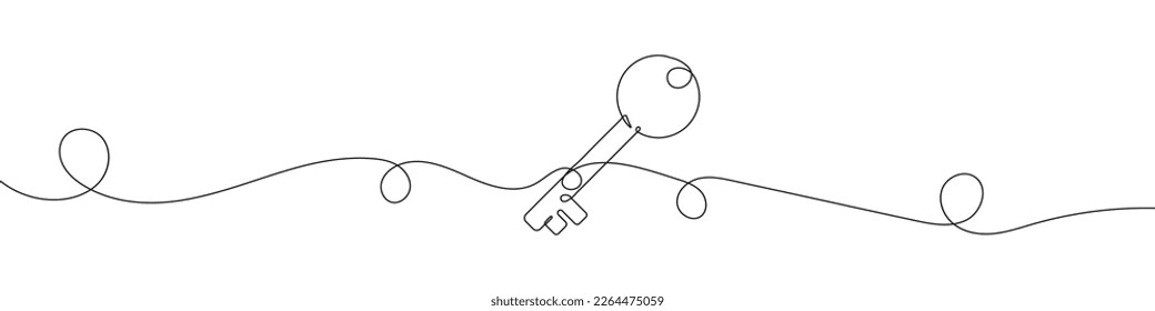 Key line background  One continuous line drawing key  Vector illustration  Key line icon 