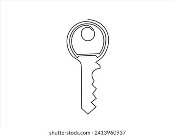 Key line background. One continuous line drawing of key. Vector illustration. Key line icon.