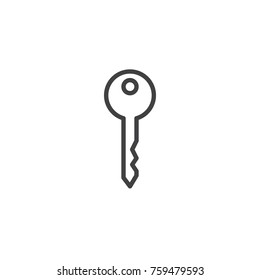 Key line icon, outline vector sign, linear style pictogram isolated on white. =