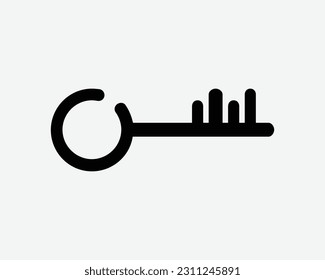 Key Line Icon. Privacy Password Secure Security Safe Access Protection Safety Secret Sign Symbol Black Artwork Graphic Illustration Clipart EPS Vector