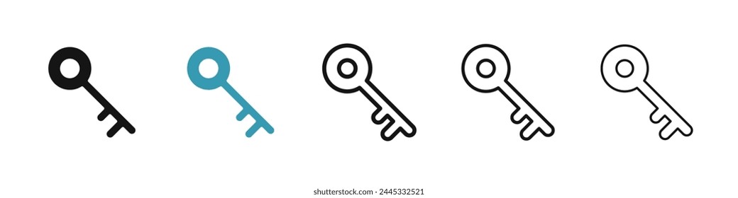 Key Line Icon Set. House Door Key Vector Icon. Home Old Key Icon for UI designs.
