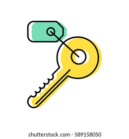 Key line icon with a tag.