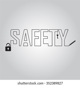 Key and line text, safety concept illustration