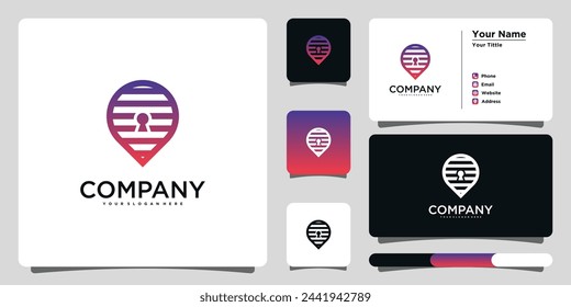 Plantilla de diseño de logotipo de ubicación clave con degradado único. Vector Premium