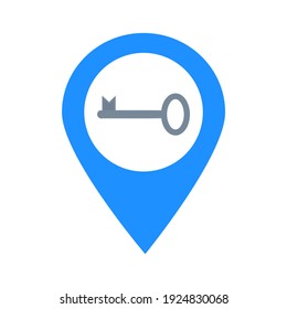 Key location map pin pointer icon. Element of map point for mobile concept and web apps. Icon for website design and app development. Premium security location icon sign. Vector Illustration.