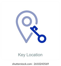 Key Location and pin icon concept