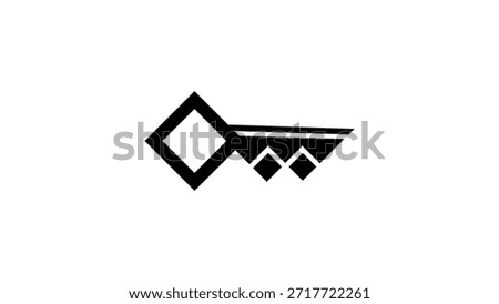 key in the lock, black isolated silhouette