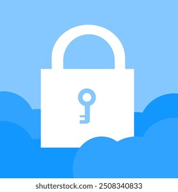 Key Lock Data Cloud Security Protection Vector Illustration. Suitable for Cyber Attack Threat Awareness Content