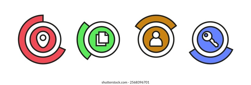 key, lock, file, account, document set button icon