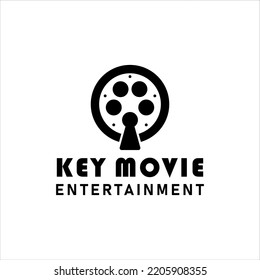 Key Lock with Film Roll Reel for Private Movie Video Cinema Studio Production logo label stamp design