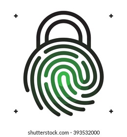 Key lock fingerprint access icon. Vector illustration