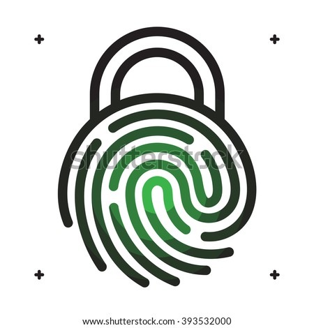 Key lock fingerprint access icon. Vector illustration