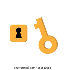 Key and lock. Flat design vector. Isolated.