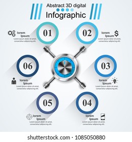 Key, lock icon. Business infographic Vector eps 10