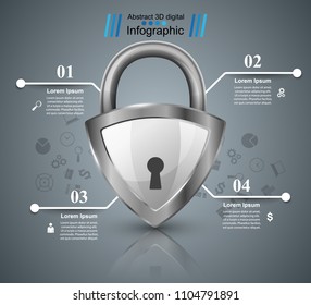 Key, lock icon. Business infographic Vector eps 10
