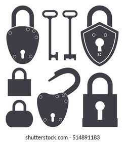 Key and lock icon. Isolated key on white background