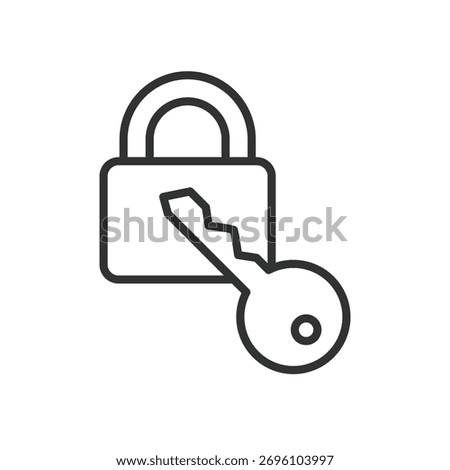 Key lock icon in line design. key, lock, security, password, safe, privacy, protection on white background vector. Key lock editable stroke icon