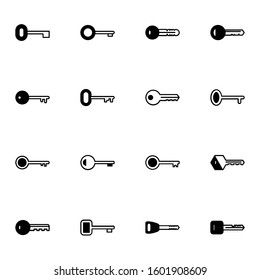 key and lock icon set. simple keys solid line icon sign concept. vector illustration.